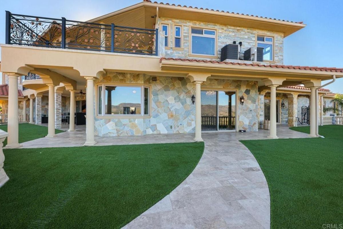 The rear view of the property.