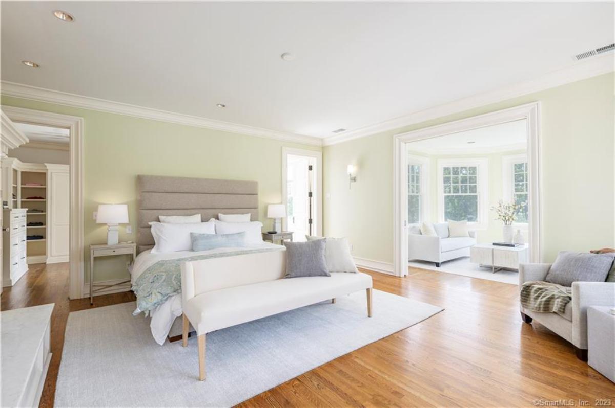Bedroom with private living space.