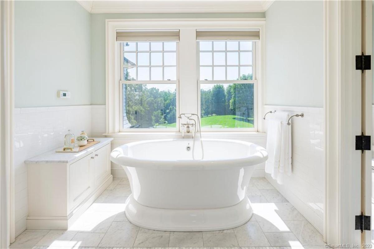 Bathroom with a soaking tub.