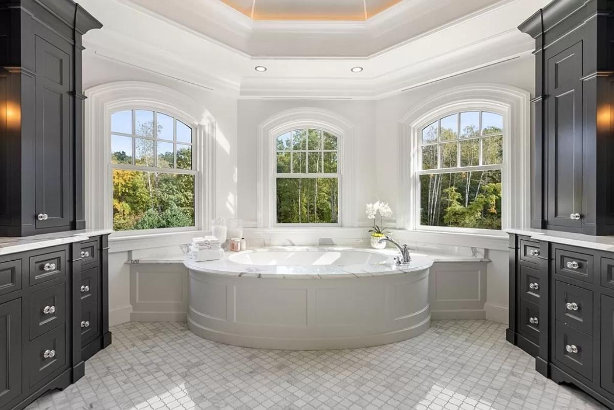 Bathroom with a soaking tub.