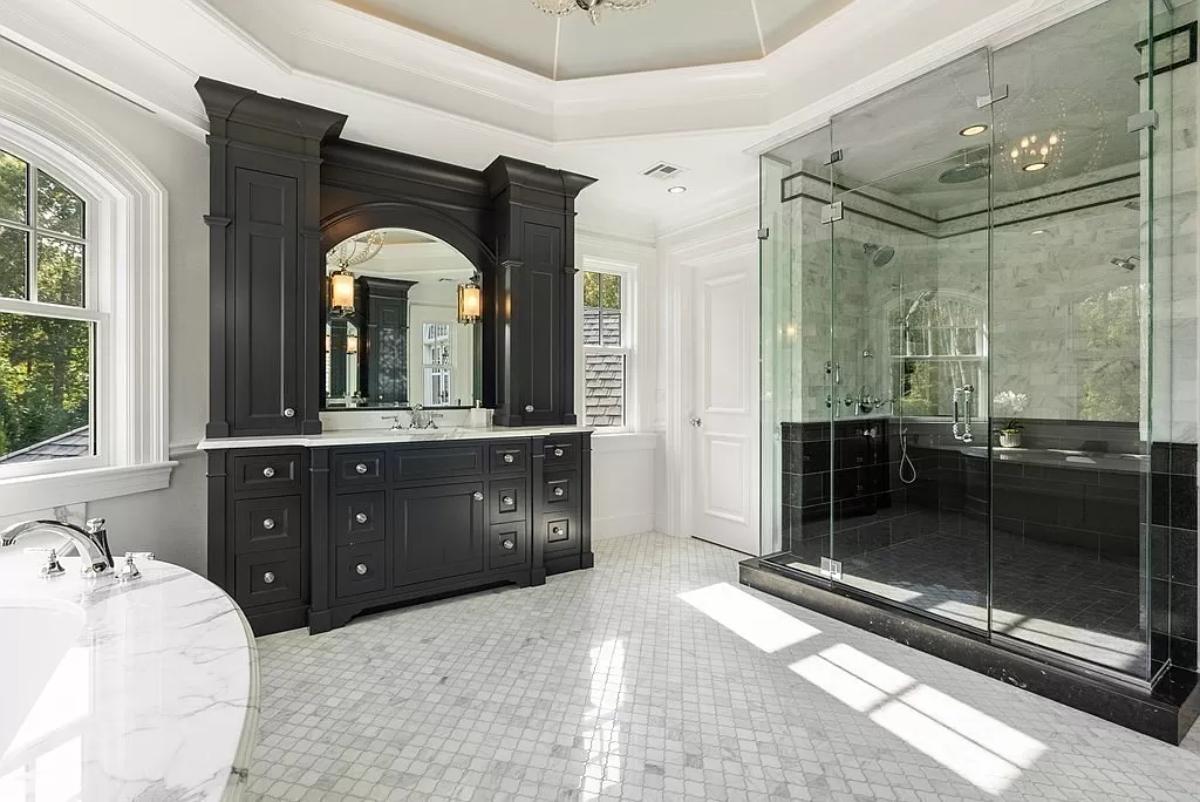 Bathroom with a walk-in shower.