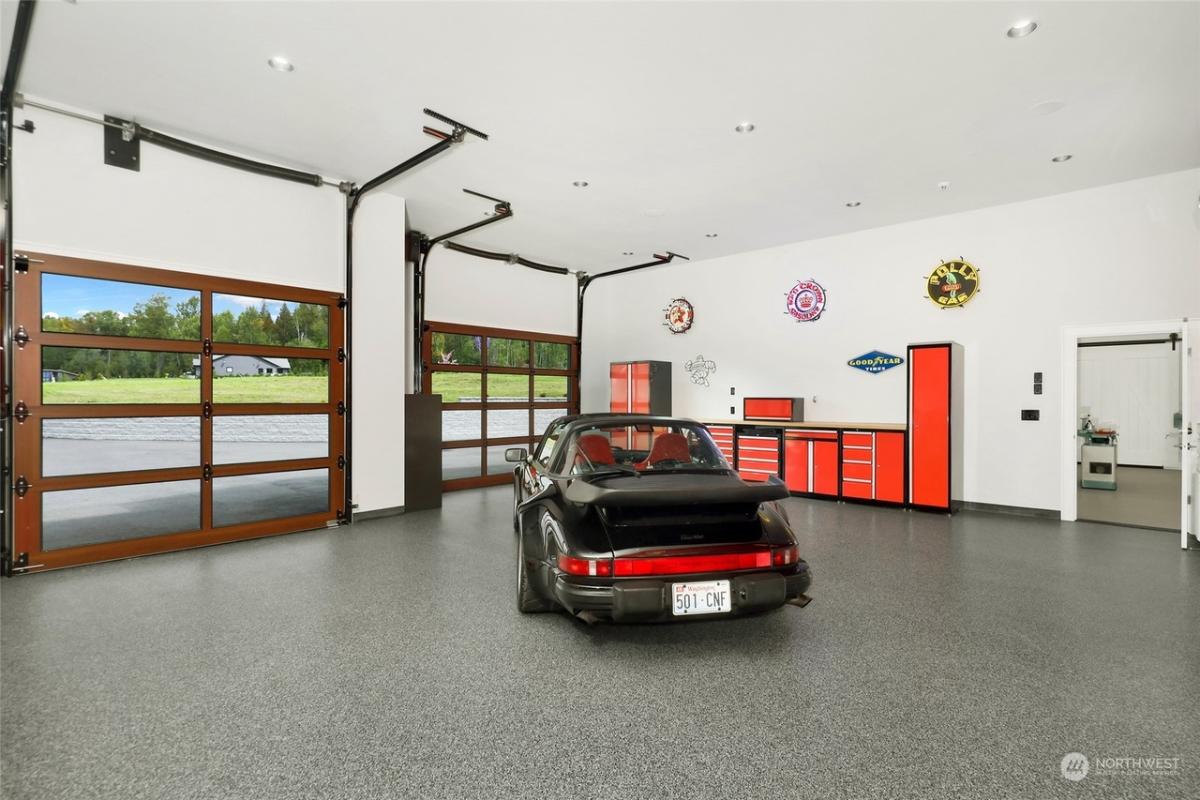 Garage with automatic door opener.