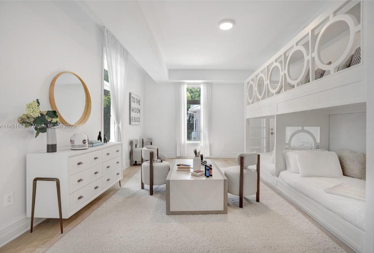 Kid's bedroom with bunks.