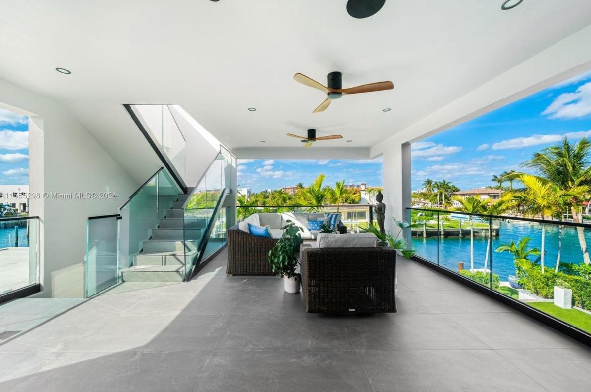 Balcony with couches.