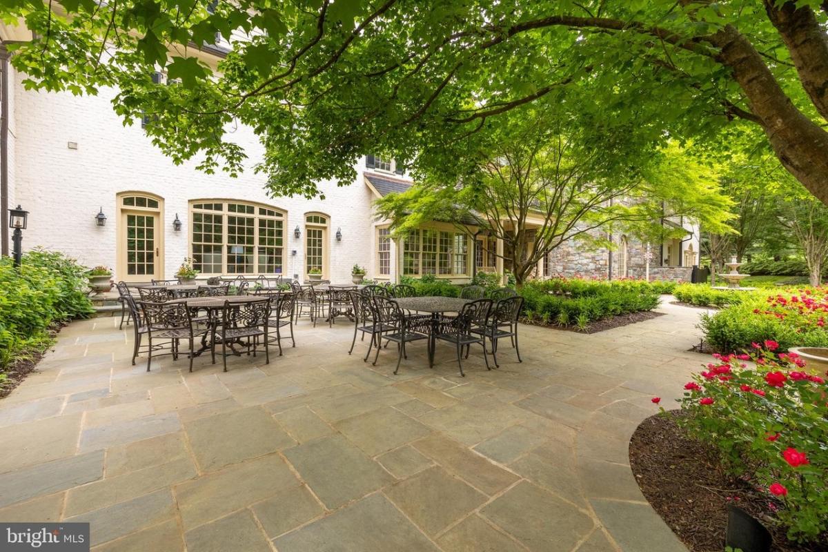 Patio with tables and chairs.