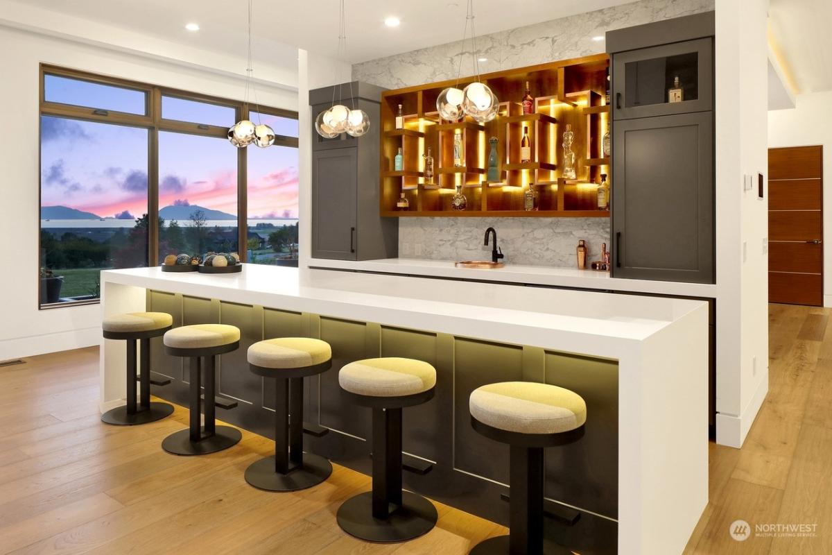Bar with custom lighting.
