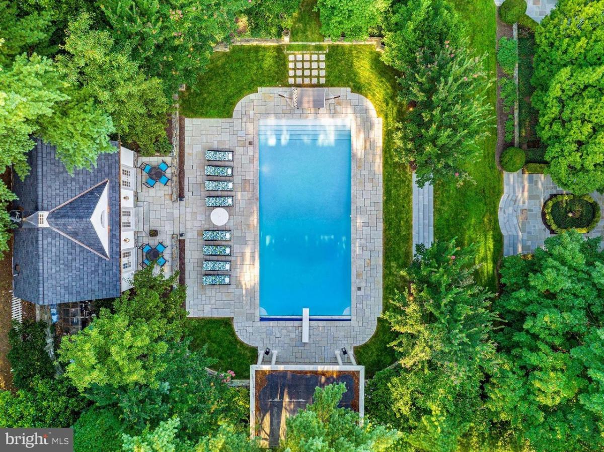 Aerial top view of the pool.