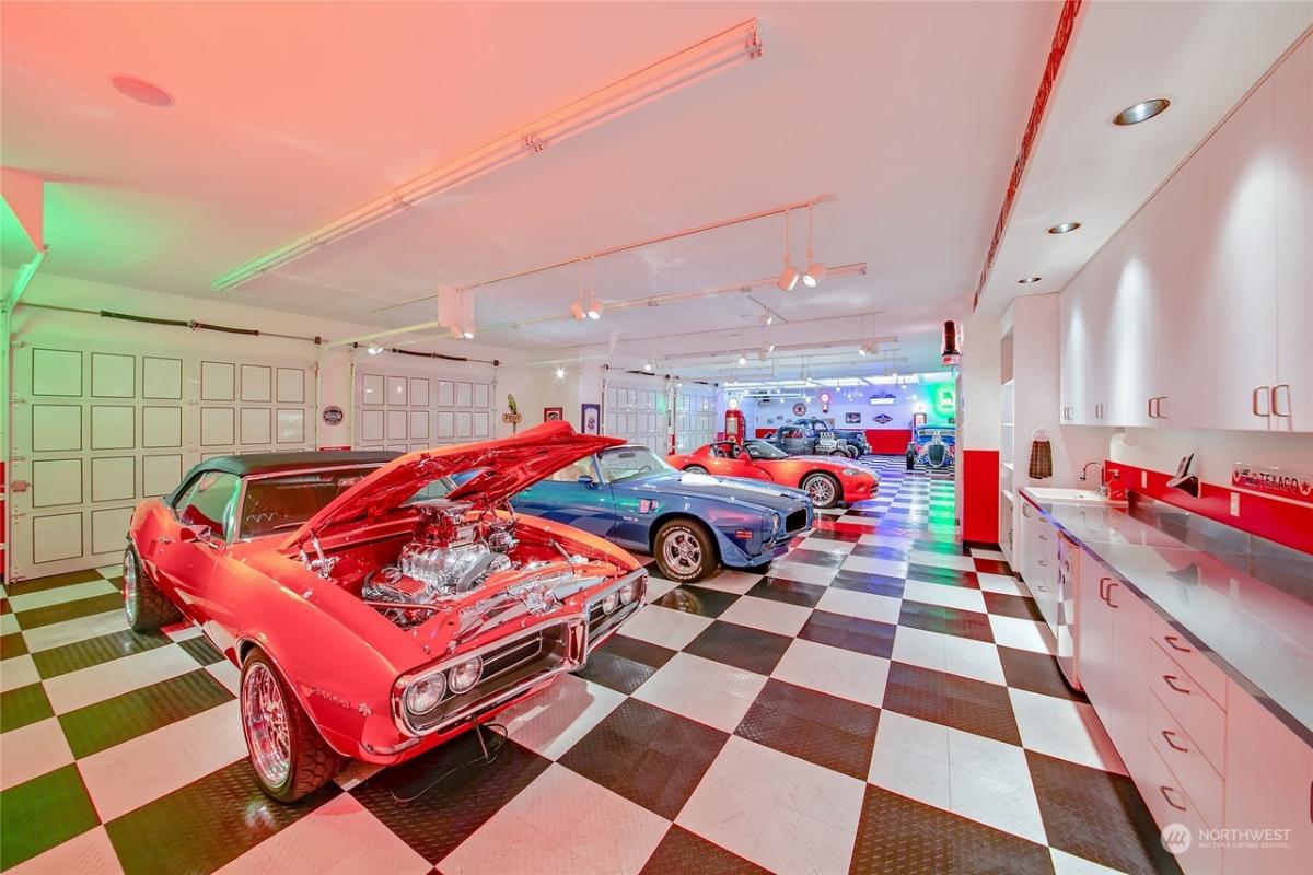 Garage with automatic door opener.