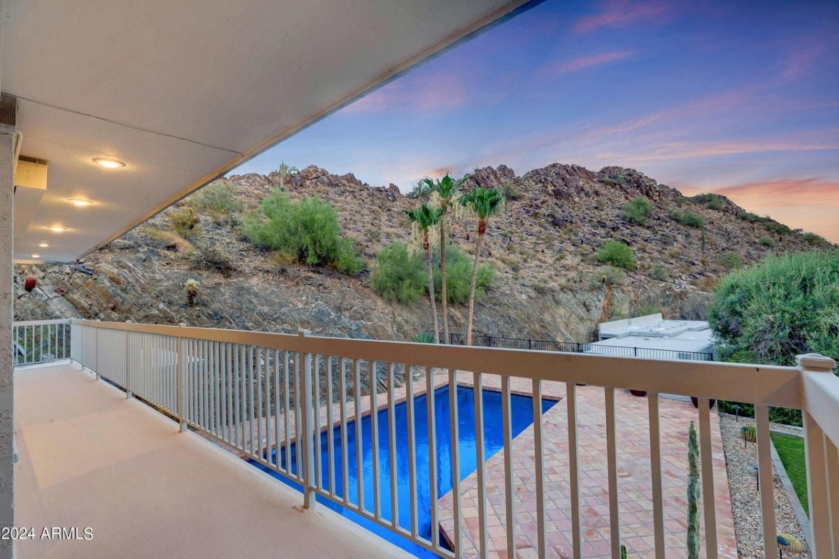 A balcony with grills.