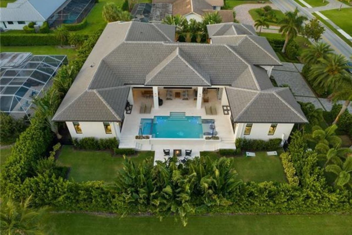 The aerial view of the property.