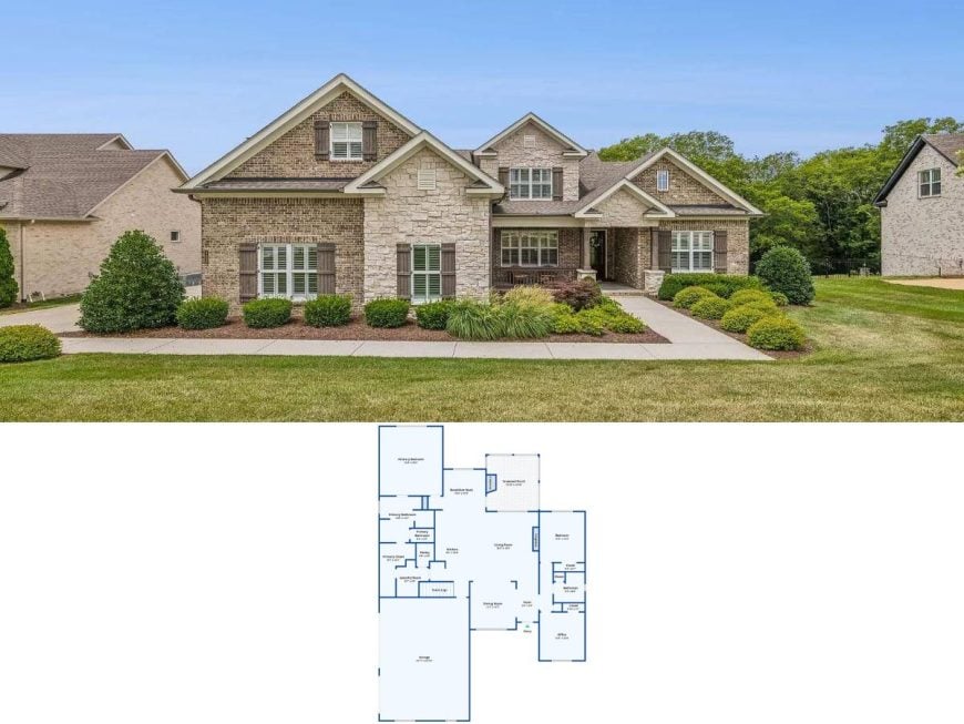 Tour This 5-Bedroom Stone-and-Brick Craftsman Packed with a Theater, Bonus Room, and Screened Porch (Floor Plan)