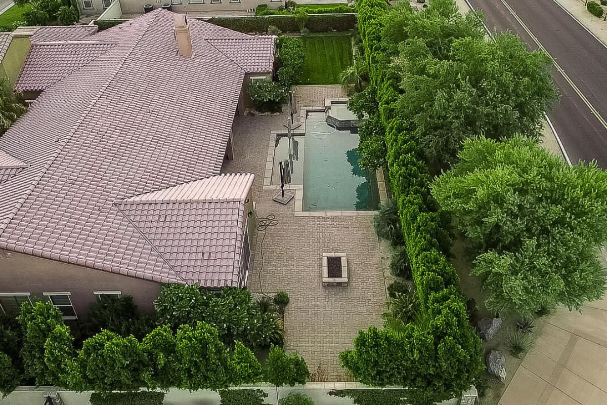 The aerial view of the property.
