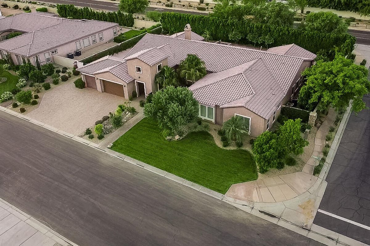The aerial view of the property.