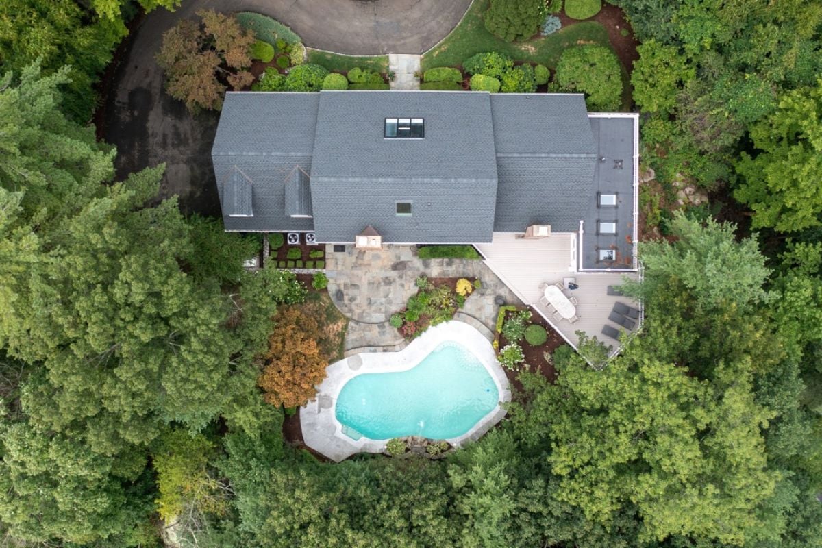 The aerial view of the property.