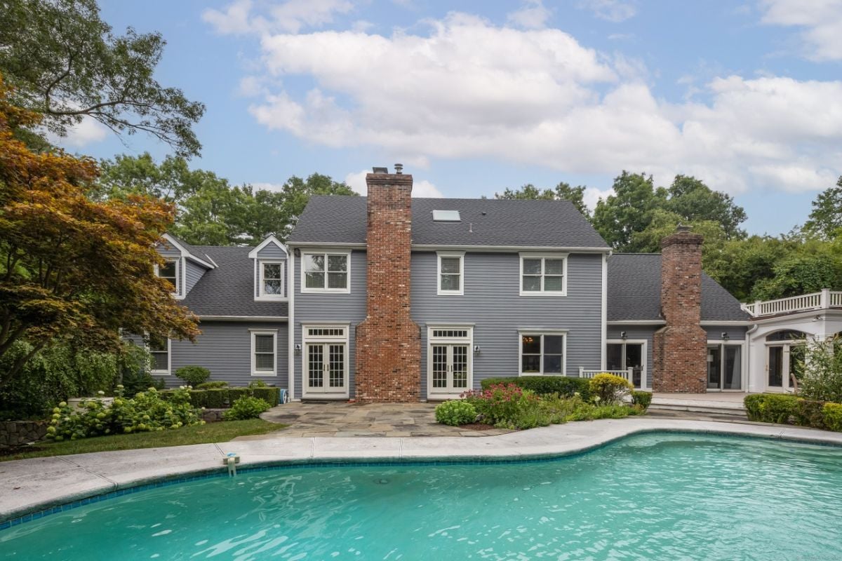The rear exterior of the property.