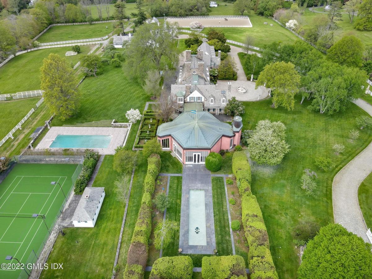 Aerial view of the property.