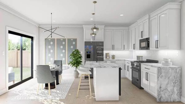 Cottage Style Two-Story Quadplex with Front Porch and 3-Bed Matching ...