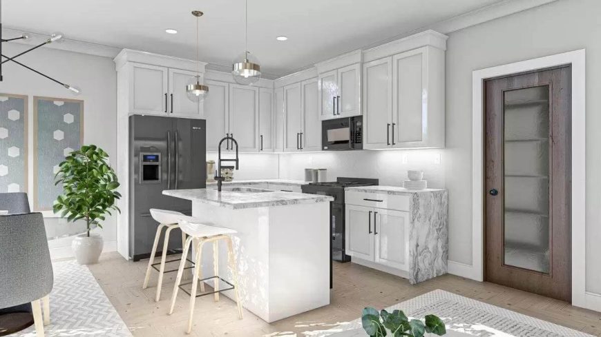 Cottage Style Two-Story Quadplex with Front Porch and 3-Bed Matching ...
