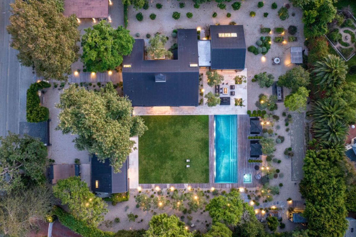 The aerial view of the property.