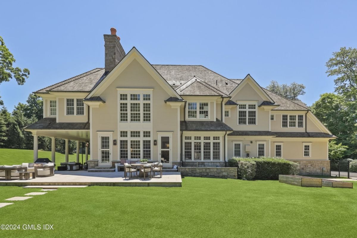 The rear view of the property.