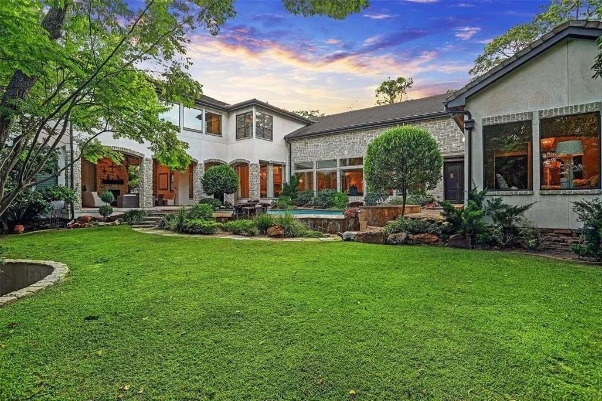 The rear exterior of the property.