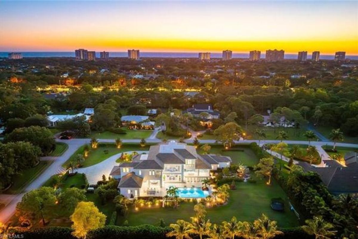 The aerial view of the property.