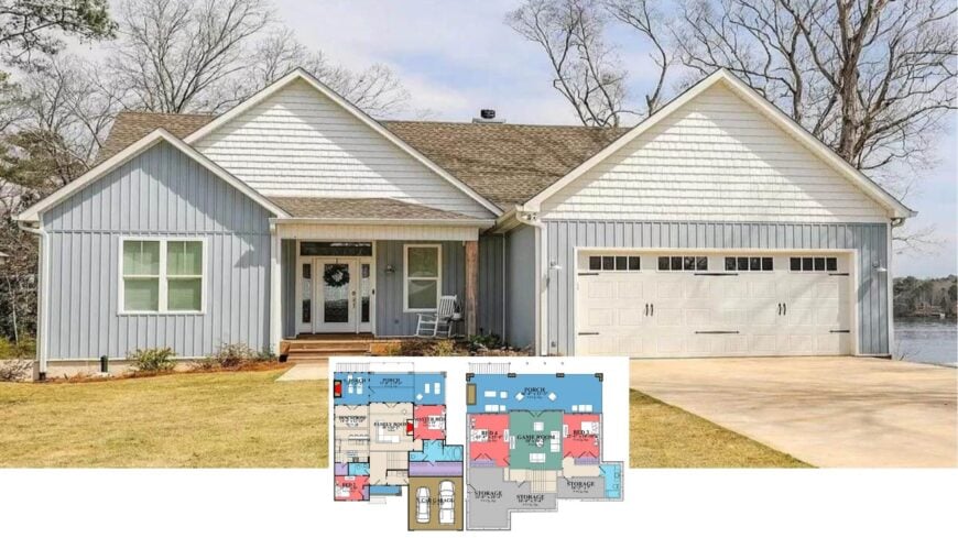 Tour This Lakefront 3-Bedroom Craftsman Bungalow with Vaulted Ceilings and a Game-Ready Lower Level