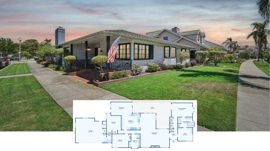 Step Onto the Wraparound Porch of This 2,527-Sq-Ft Craftsman Highlighted by a Brilliant Blue Chimney