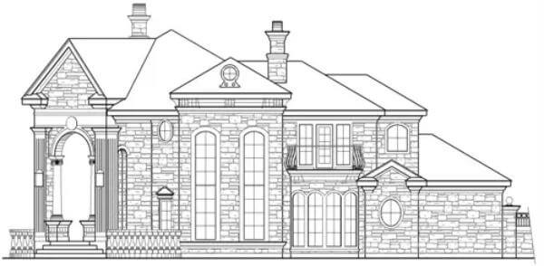 Front elevation sketch of the two-story traditional 5-bedroom Positano home.