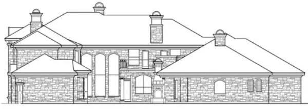 Right elevation sketch of the two-story traditional 5-bedroom Positano home.