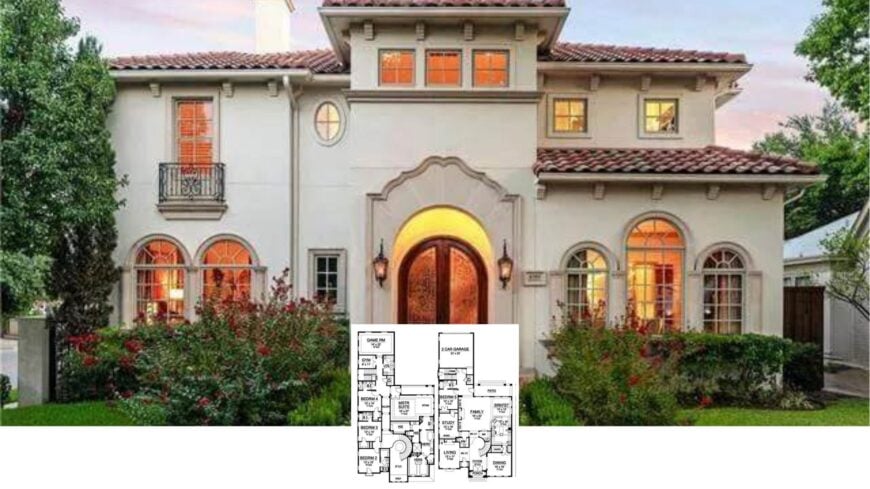 Tour This Grand 5-Bedroom Spanish Revival Villa with a Show-Stopping Spiral Staircase