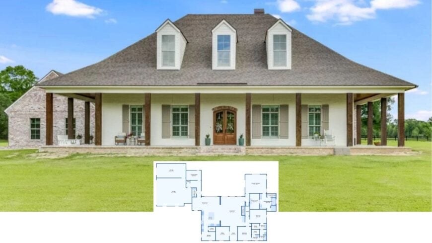 Step Inside This Gracious 3-Bedroom Southern Estate with Dual Kitchens and a Wraparound Porch (Floor Plan)