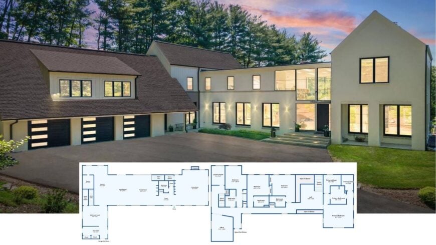 Tour This 4-Bedroom, 5,824-Sq.-Ft. Contemporary Home Wrapped in Bold Geometry (Floor Plan)