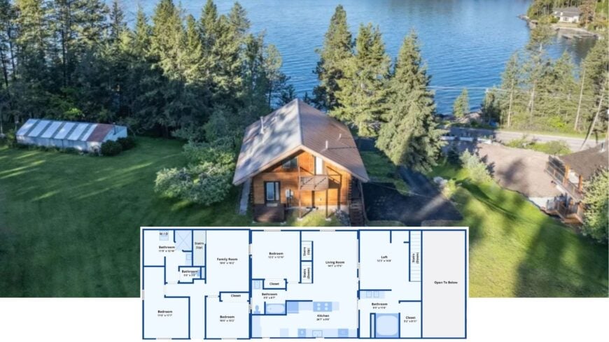 Step Inside This 1,882-Sq.-Ft. Lakeside Cabin with 3 Bedrooms, 3 Baths, and a Vaulted Great Room