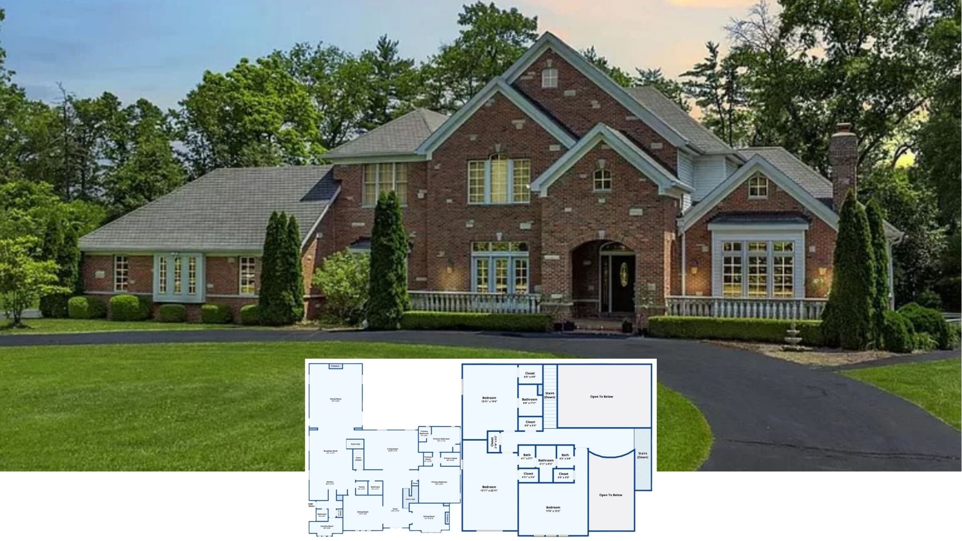 Tour This Grand 5-Bedroom Brick Traditional with a Graceful Circular Drive and 3-Car Garage (Floor Plan)