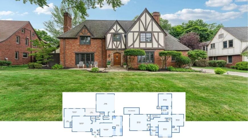 Tour This Storybook 4-Bedroom Tudor Revival with Half-Timbered Flair and a Wine-Ready Basement