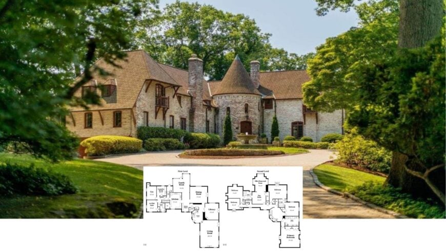 Tour This Turreted 6-Bedroom Brick Manor That Channels European Storybook Charm