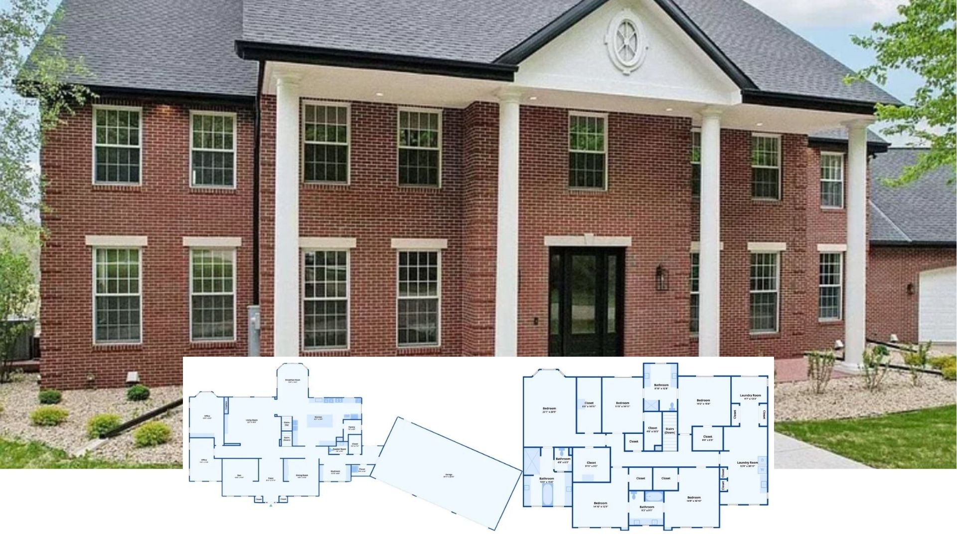Tour This Grand 10,500-Sq.-Ft. Georgian Brick Manor with Six Bedrooms, Dual Offices, and an Indoor Sports Wing