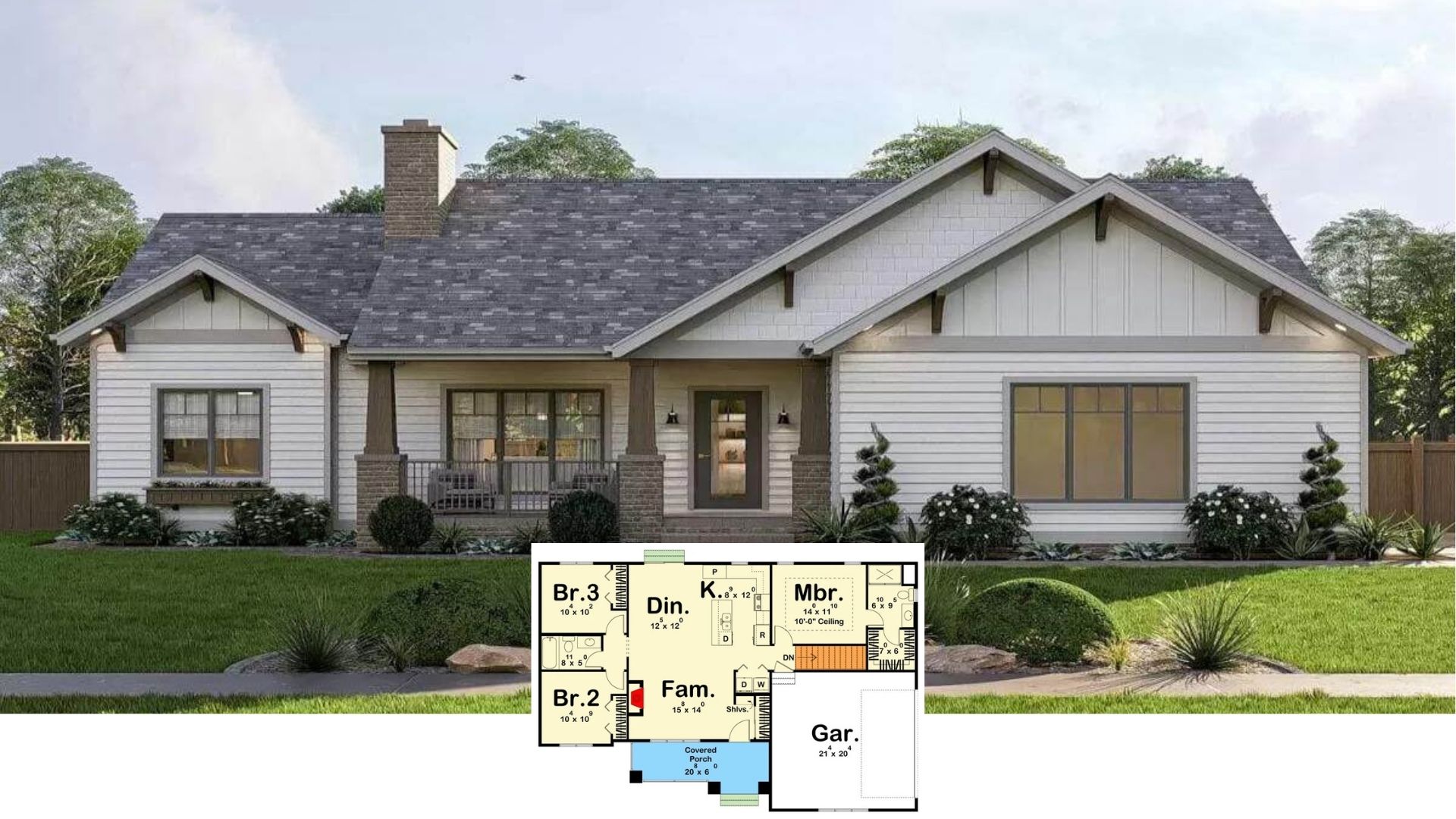 Take a Stroll Through This 1,900-Sq.-Ft. Craftsman Ranch Where Paneled Walls and a Brick Fireplace Steal the Show