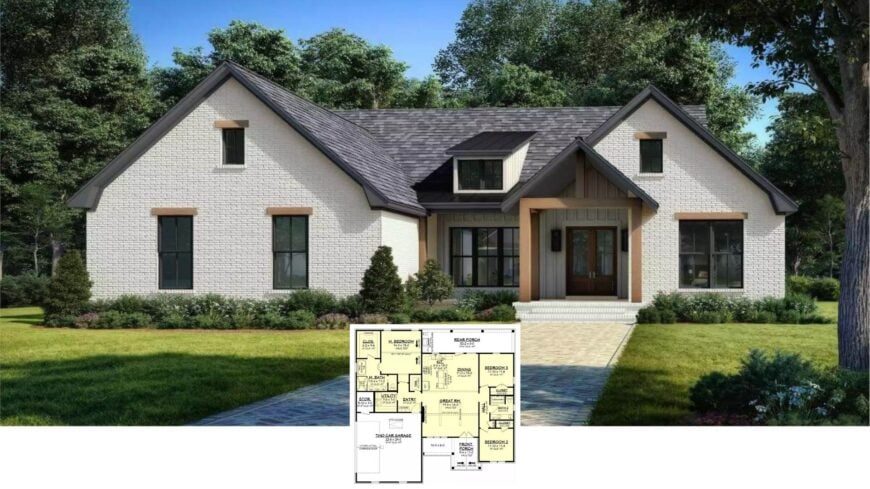 Tour This Striking White-Brick Craftsman Home with a Vaulted Heart and Dormer Charm (Floor Plan)