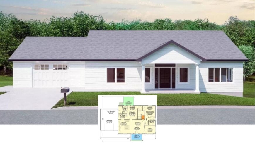 Tour This Streamlined 3-Bedroom Contemporary Ranch with Raised Deck and Integrated Garage (1,950 Sq. Ft. Floor Plan)