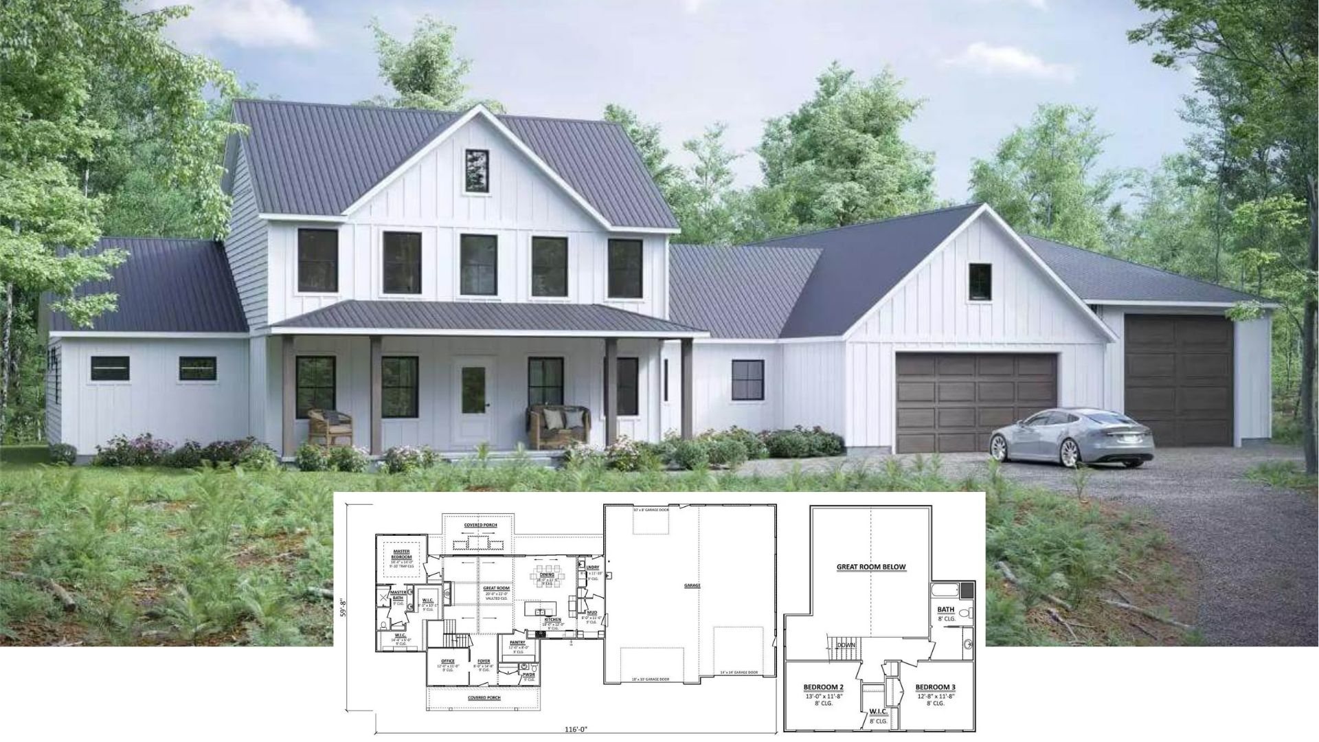 Step Inside This 2,769-Sq. Ft. Rustic-Contemporary Farmhouse with a Vaulted Great Room and 3-Car Garage (Floor Plan)