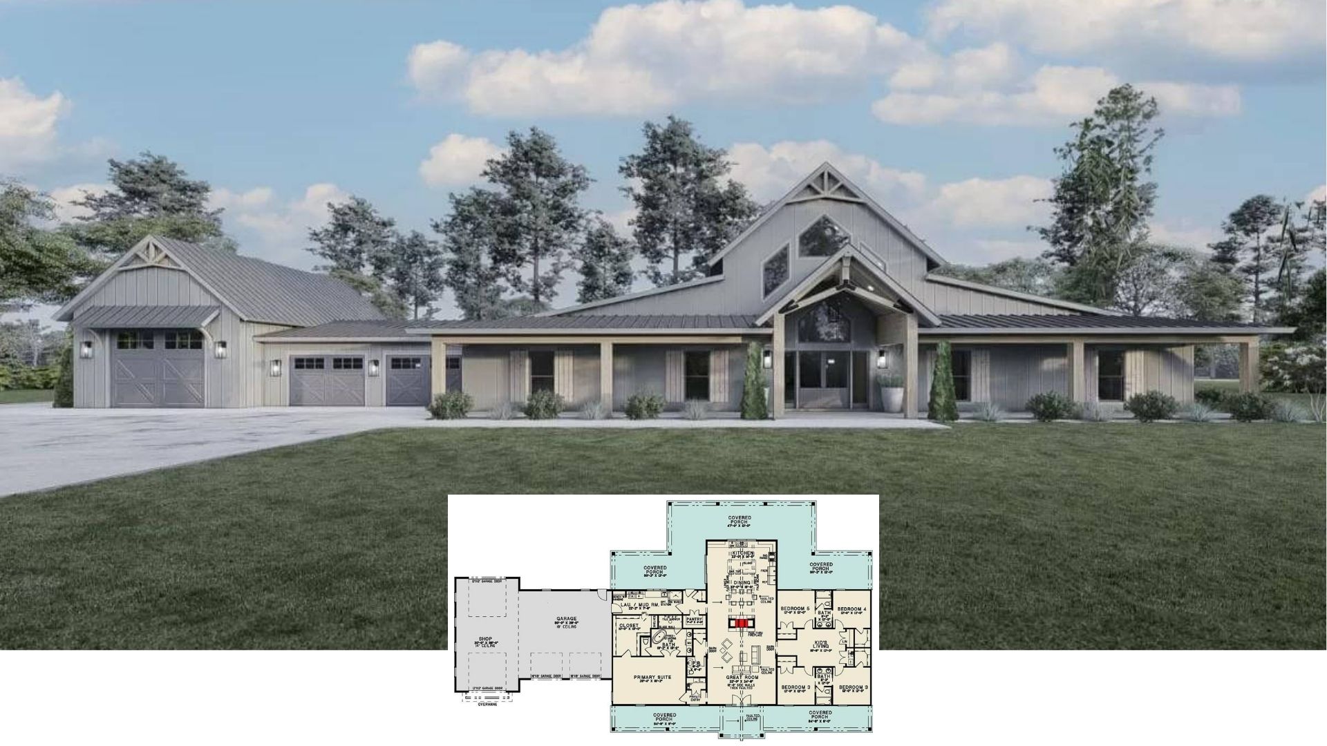 Tour This 2,850-Sq-Ft Modern Craftsman Haven with Vaulted Ceilings and a Metal Roof (Floor Plan)