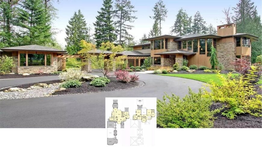 Tour This Spectacular 4-Bedroom Woodland Craftsman with Soaring Windows and a Porte Cochere (Floor Plan)