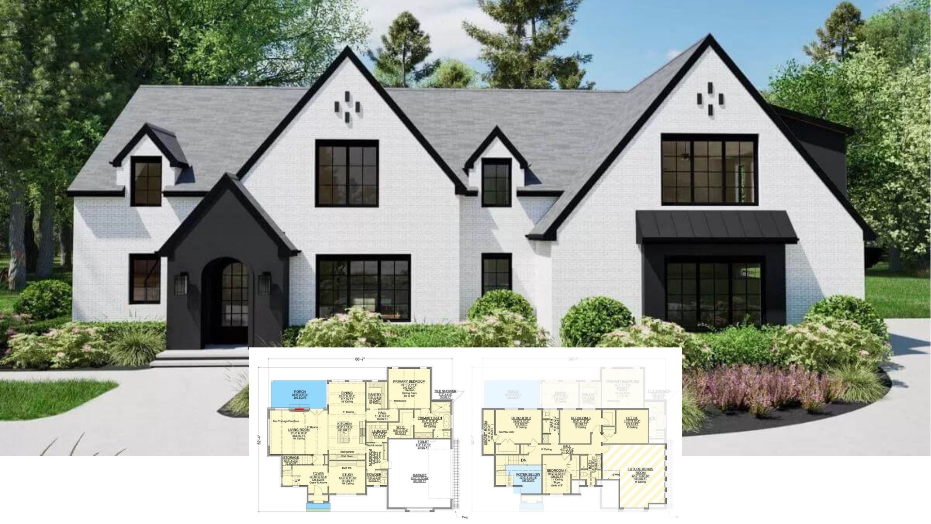 Steep Gables & Light Brick: Step Inside This 3,400-Sq-Ft Modern Tudor with 4 Bedrooms (Floor Plan)