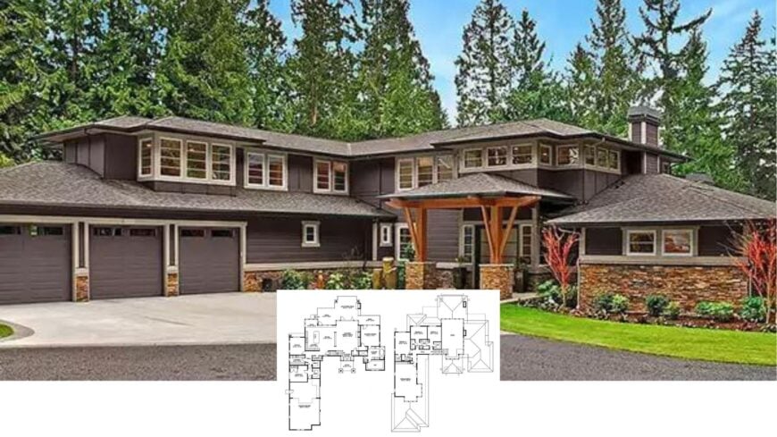 Tour This Impressive 3,800-Sq-Ft Craftsman Lodge with 4 Bedrooms, Vaulted Great Room, and Lake-View Deck
