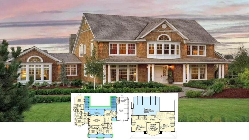 Step Inside This 4,250-Sq-Ft Cedar-Shingled Craftsman with a Wraparound Porch and Vaulted Great Room (Floor Plan)