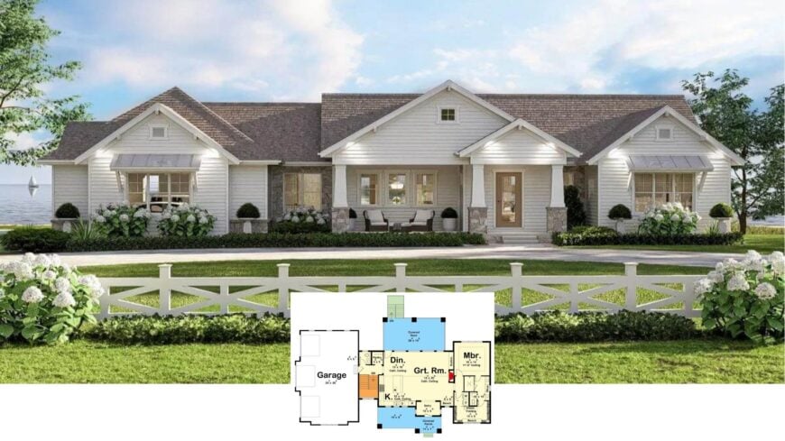 Step Inside This Picturesque 3-Bedroom, 2,950-Sq. Ft. Lake-View Craftsman with a Wrap-Around Porch (Floor Plan)