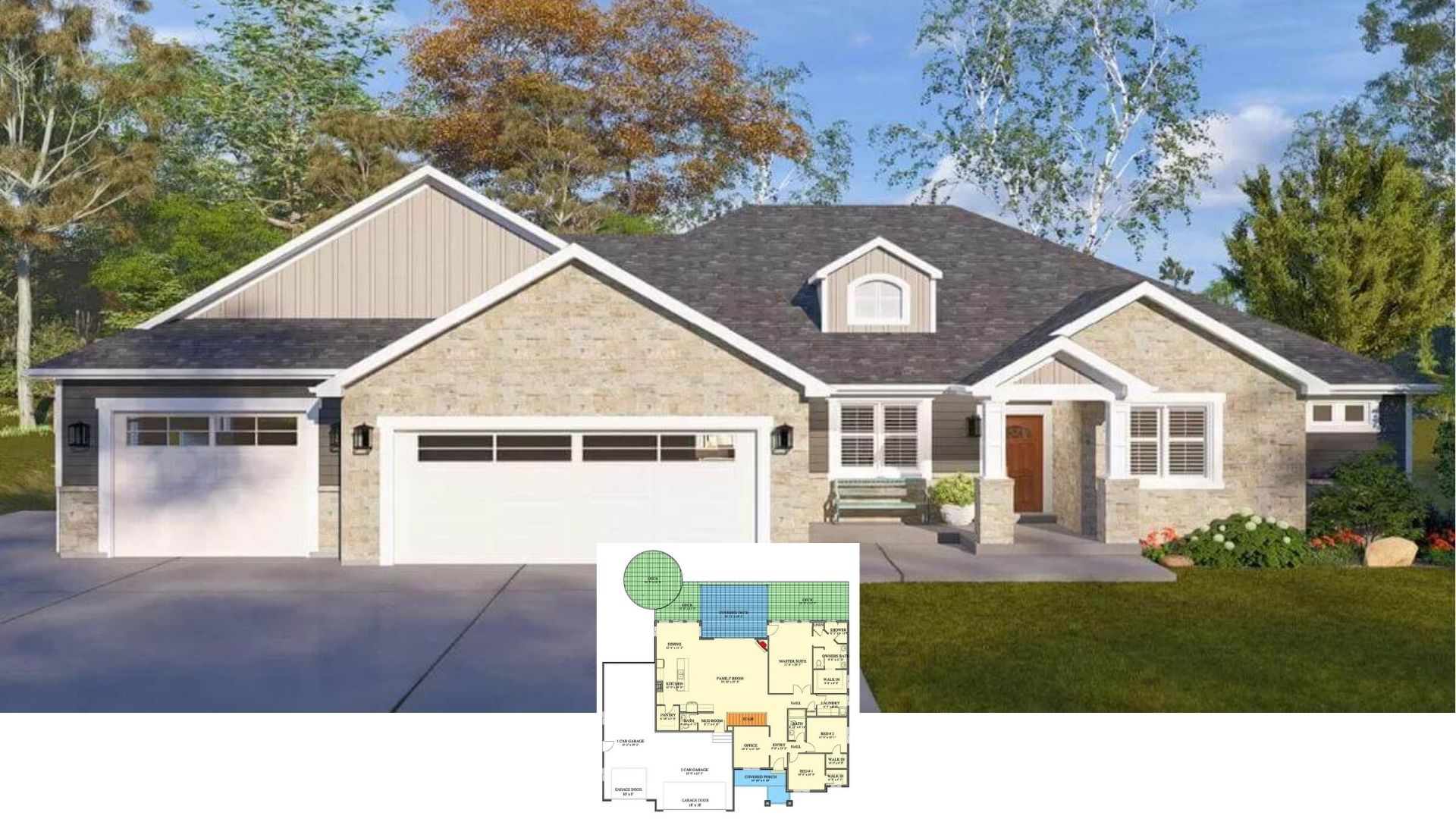 Tour This Light-Filled 4-Bedroom Ranch Home with Twin Decks and a Signature Dormer Window (Floor Plan)