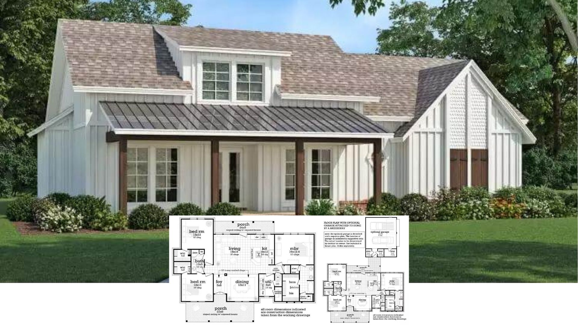 Step Inside This Delightful 2,050-Sq.-Ft. Farmhouse with 3 Bedrooms, 2 Baths, and Dual Porches (Floor Plan)